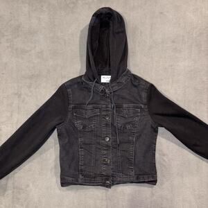 Wall Flower Authentic Denim Dreamer Fit Black Hooded Jacket Large